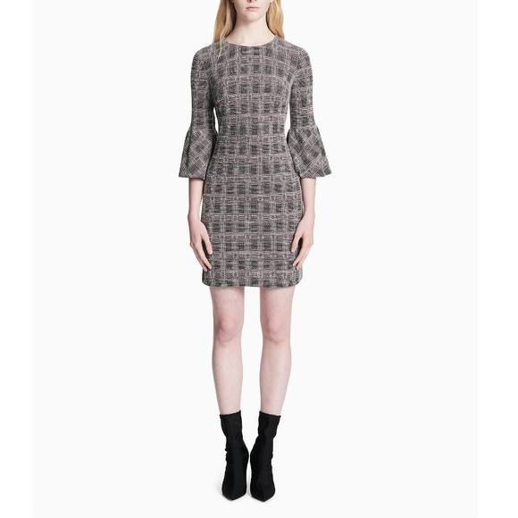 Calvin Klein Dresses & Skirts - Calvin Klein Gray Plaid Ponte Bell Sleeve Dress